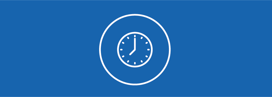 Icon of clock to represent flexible working.